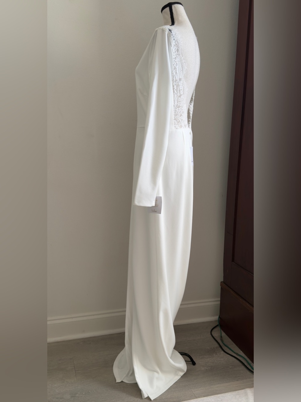 Lulus Romantic Moments White Lace‎ Long Sleeve Maxi Dress NWT Large - Picture 10 of 10